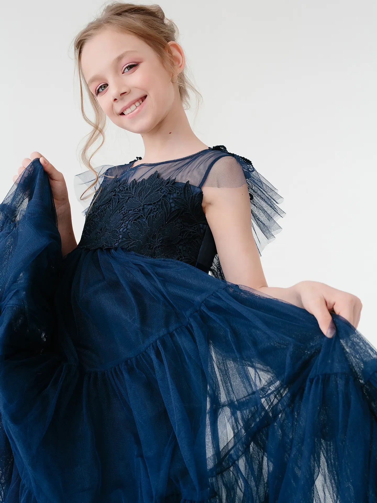 Dress Penelope Cruise elegant dress for girl blue — Unona D'Art – UNONA D'ART Shop — Chic girls dresses for the special occasion Dress Penelope Cruise elegant dress for girl blue — Unona D'Art – UNONA D'ART Shop — Chic girls dresses for the special occasion