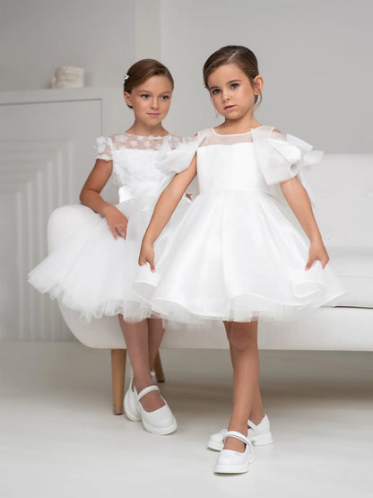 Bello Formal dress with bows for a young princess off white