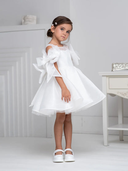 Bello Formal dress with bows for a young princess off white