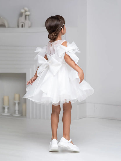 Bello Formal dress with bows for a young princess off white