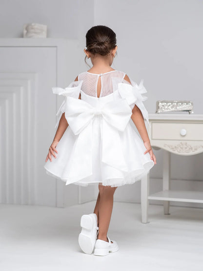 Bello Formal dress with bows for a young princess off white