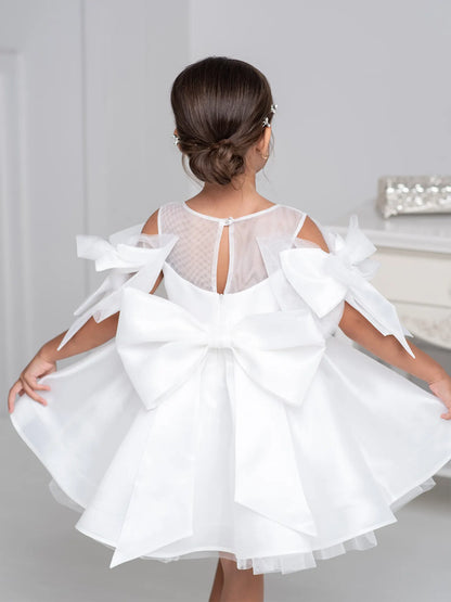 Bello Formal dress with bows for a young princess off white