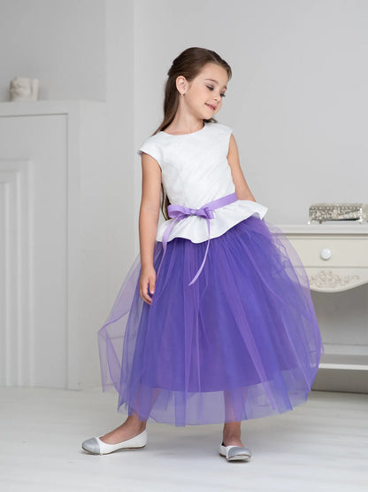 Party Set Two-color dress with a peplum and bright tulle skirt purple. Ramadan Set