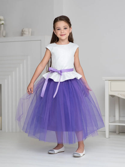 Party Set Two-color dress with a peplum and bright tulle skirt purple. Ramadan Set