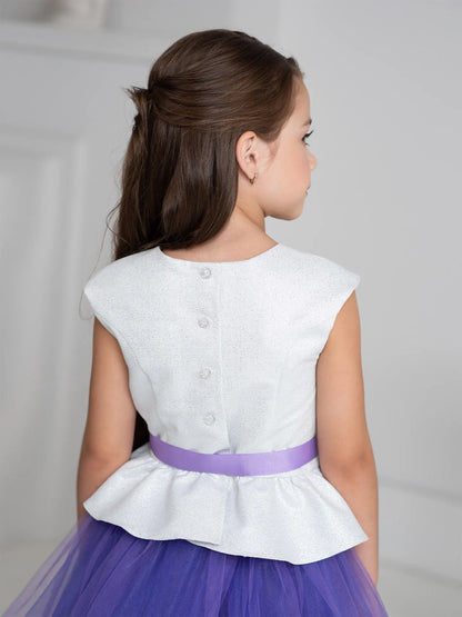 Party Set Two-color dress with a peplum and bright tulle skirt purple. Ramadan Set