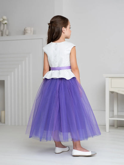 Party Set Two-color dress with a peplum and bright tulle skirt purple. Ramadan Set