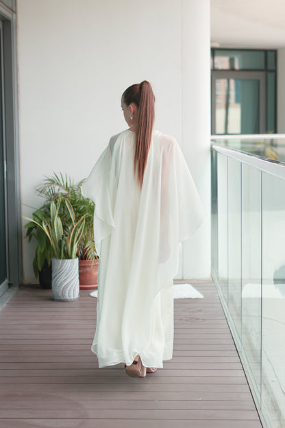 Stella  Ivory Girls Evening Dress with Crystal Waist Detail & Detachable Chiffon Cape