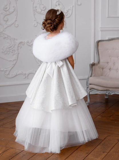 Snow Queen Luxurious festive dress with a removable collar