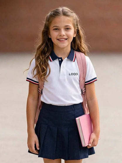POLO T-Shirt White/blue/red — From Grade 6 to Grade 12