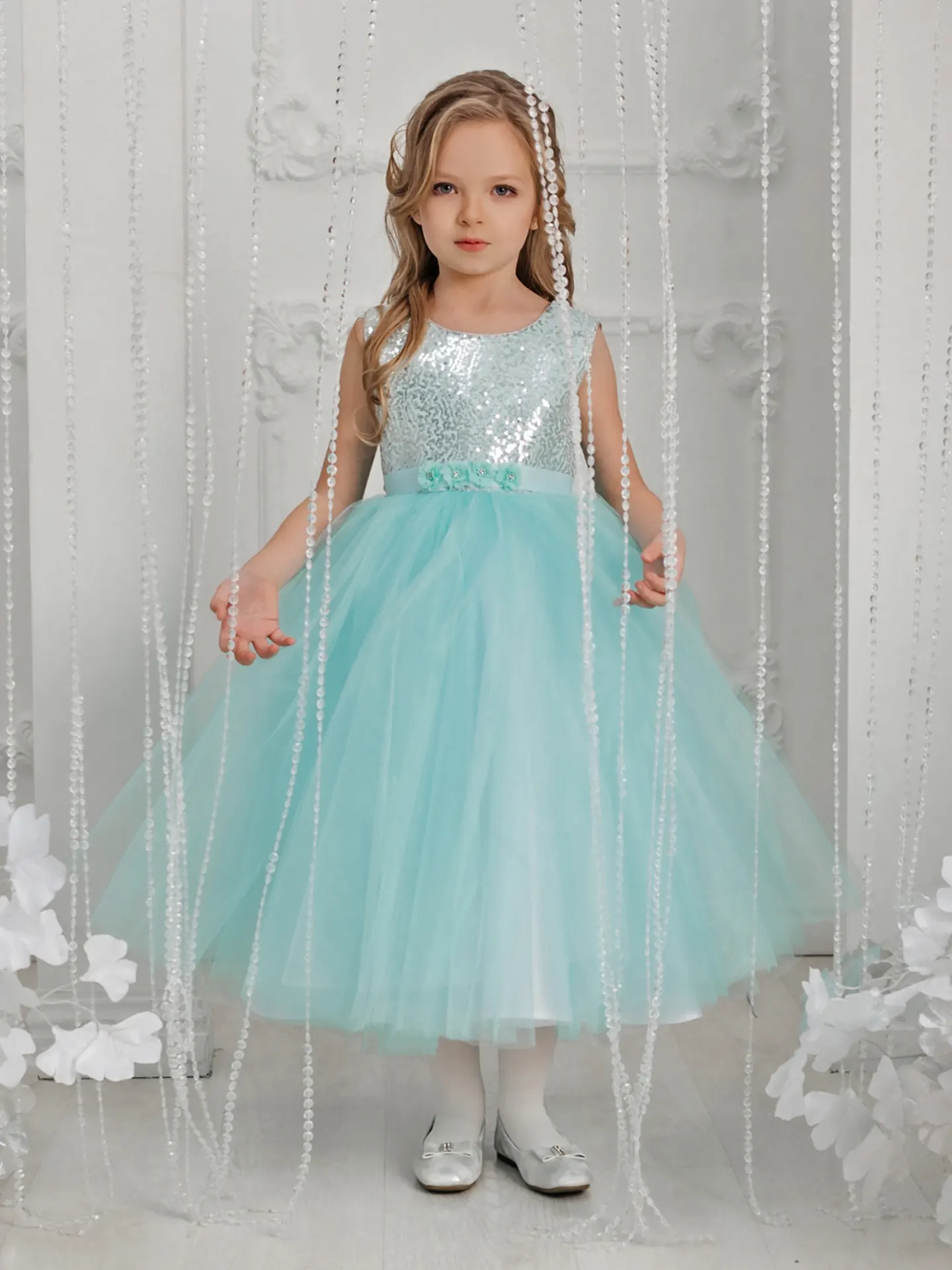 Ball gown, Stylish, High-quality girl's dress with wide tulle dance skirt
