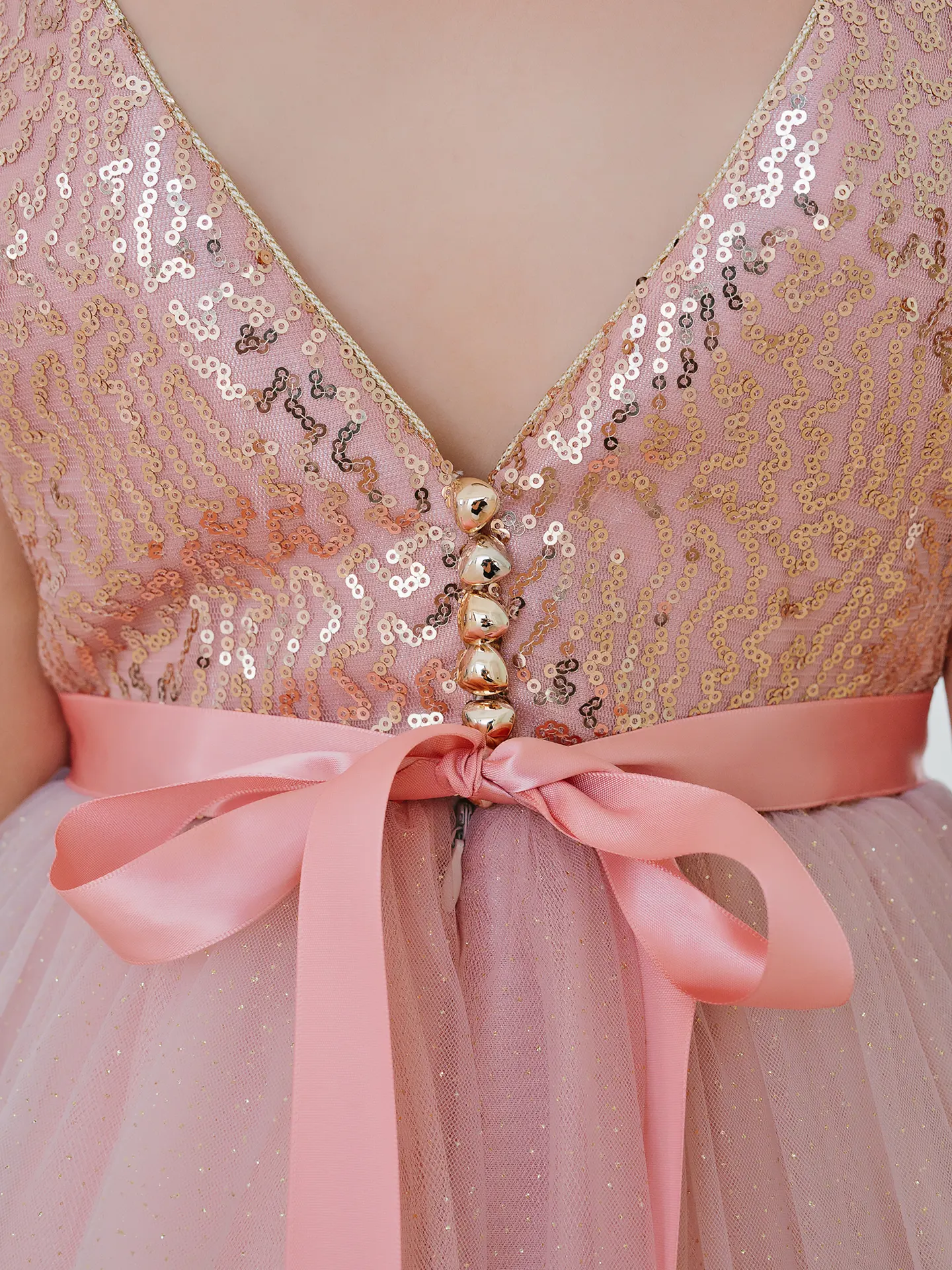Pink Sleeveless, Designer girl's dress with sequins