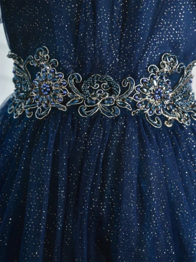 Solemn girl's dress for a special occasion with glitter, embroidery and crystals Unona d'Art