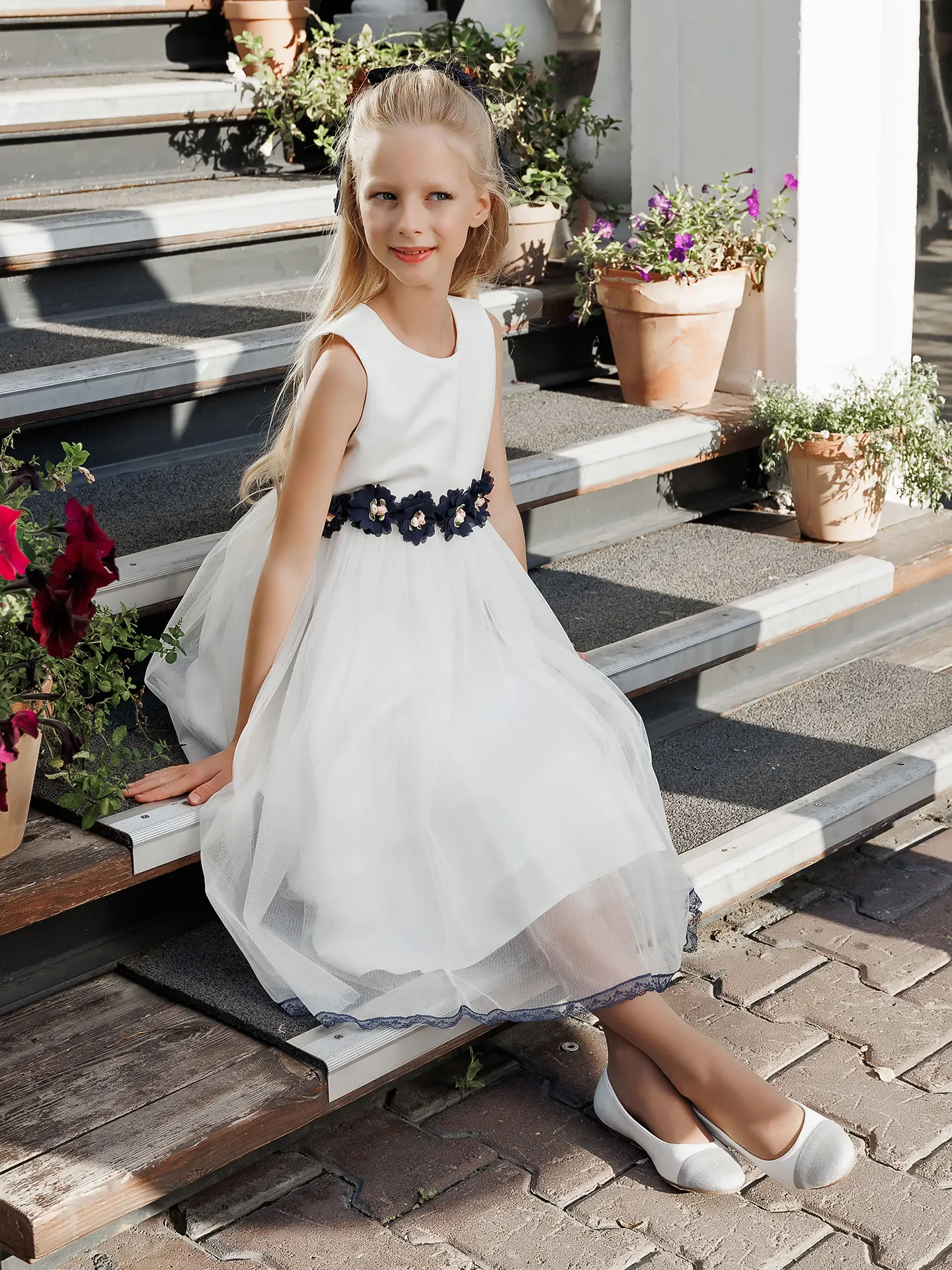 Stylish, High-quality white girl's dress