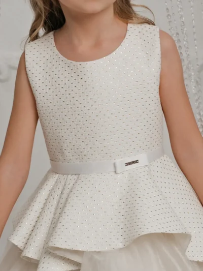 Solid-color, Affordable, Stylish, High-quality, girl's dress for a special occasion jacquard with gold weave.
