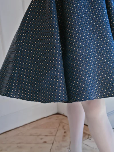 dark, High-quality, Comfortable jacquard girl's dress with wide skirt
