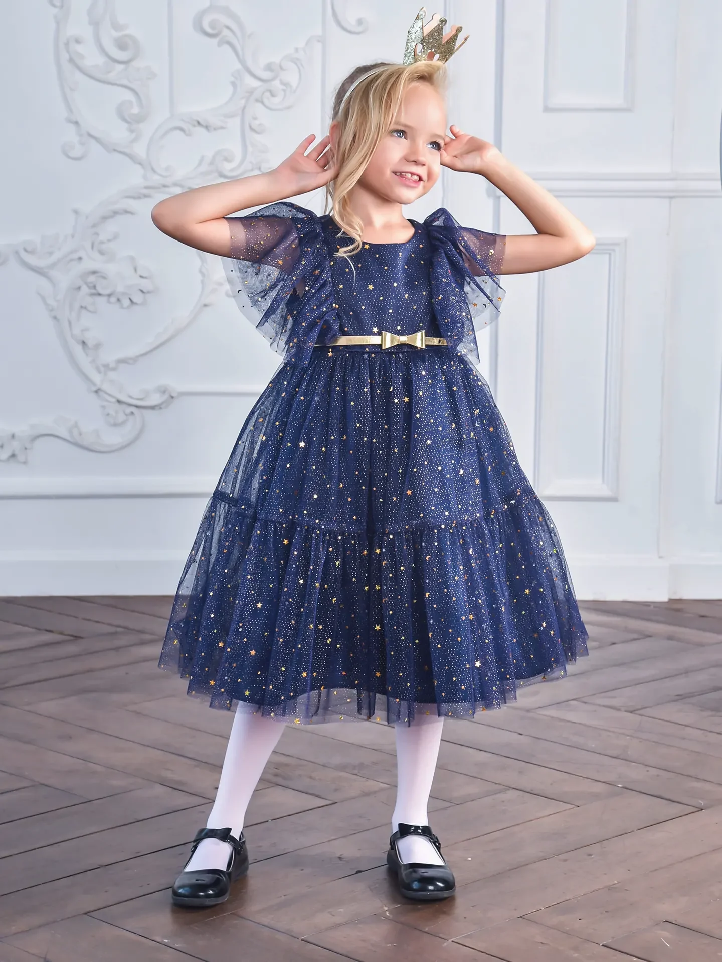 Aline, Fit and flare, Gathered, Midi, Party dress for a girl