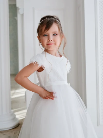 Stylish, High-quality, Dubai, Occasion white dress for girl