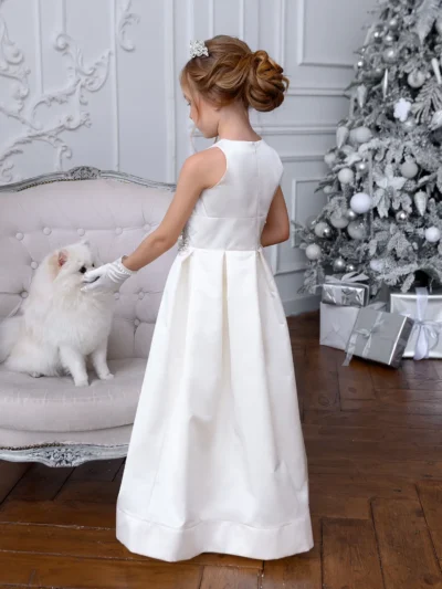 A-line formal maxi off-white High-quality dress for girl