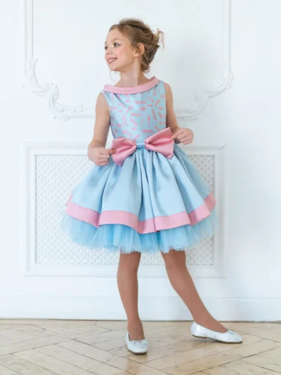 Luxury girl's dress with wide tiered skirt Candy