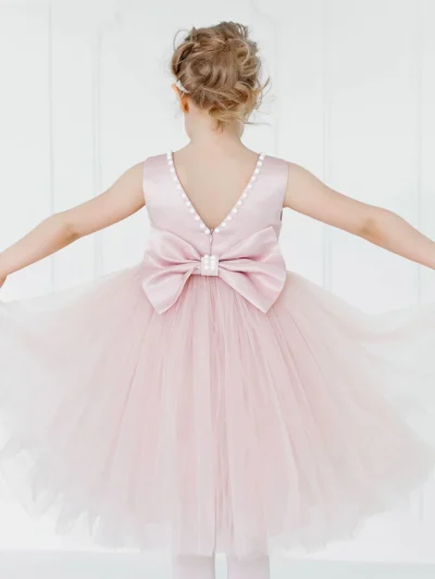 Trendy Party Occasion High-quality Comfortable Dubai Girls' dress with a big bow