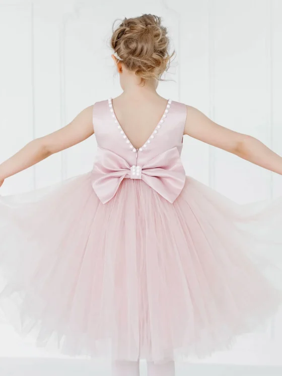 Trendy Party Occasion High-quality Comfortable Dubai Girls' dress with a big bow